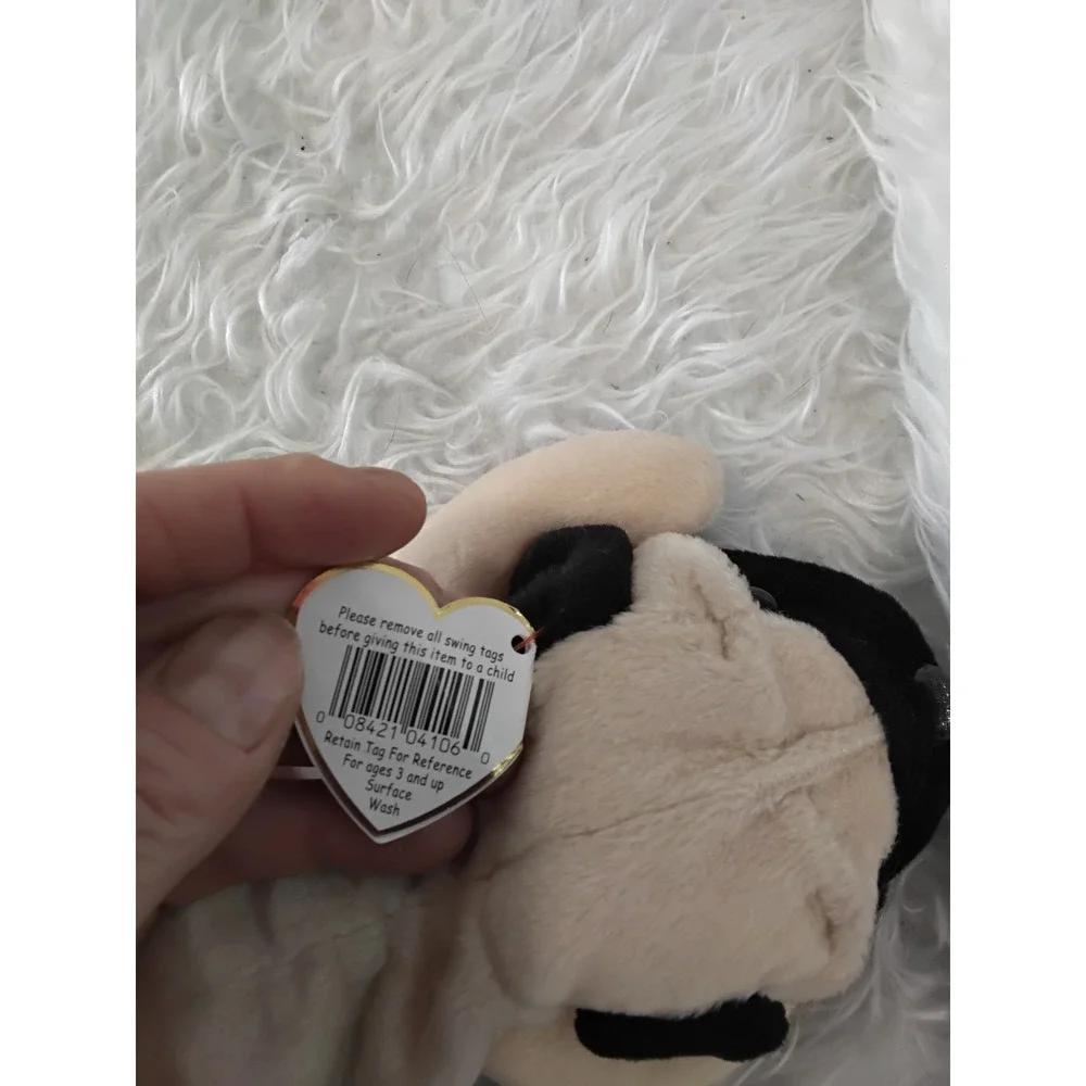 Ty Beanie Baby Pugsly Pug Dog Plush Toy 1996 Red Tag